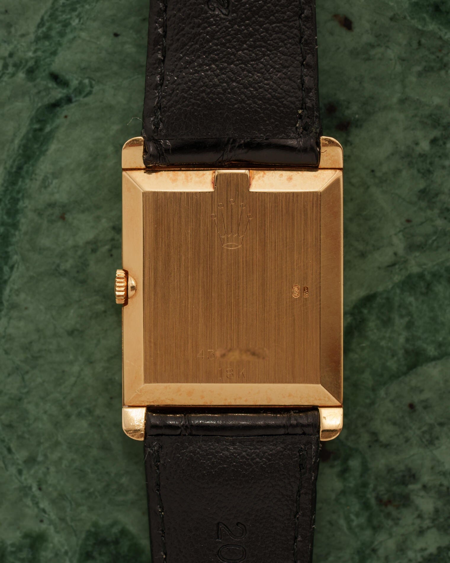 Rolex チェリーニ 4105 レクタングル YG ブラックタペストリーダイアル Watch ROLEX