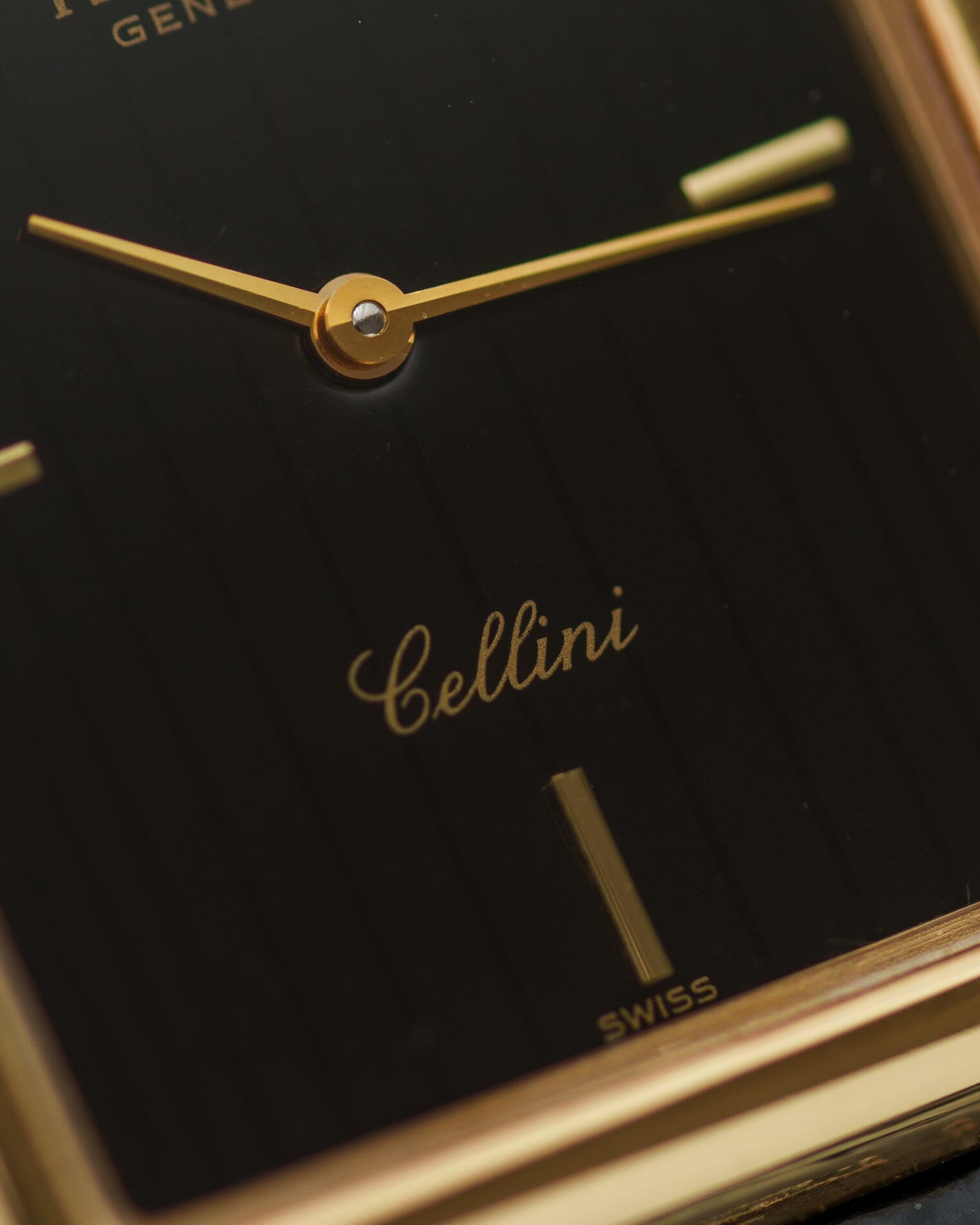 Rolex チェリーニ 4105 レクタングル YG ブラックタペストリーダイアル Watch ROLEX