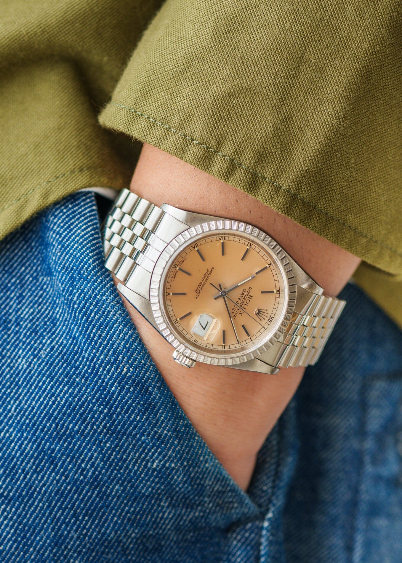 ロレックス デイトジャスト 16220 シルバーパティナダイアル Watch ROLEX