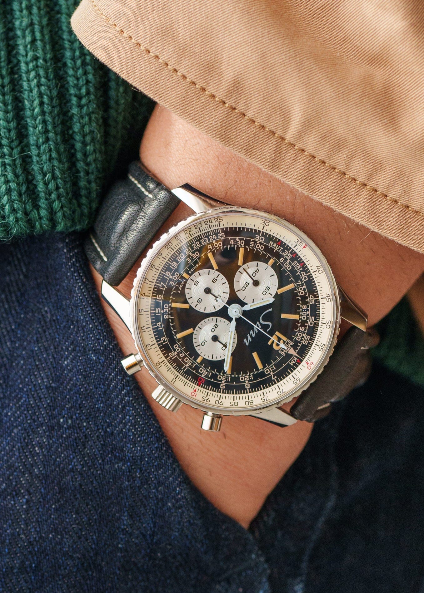SINN 903 "ナビタイマー" スティール レマニア1873 手巻き 1980s Watch SINN