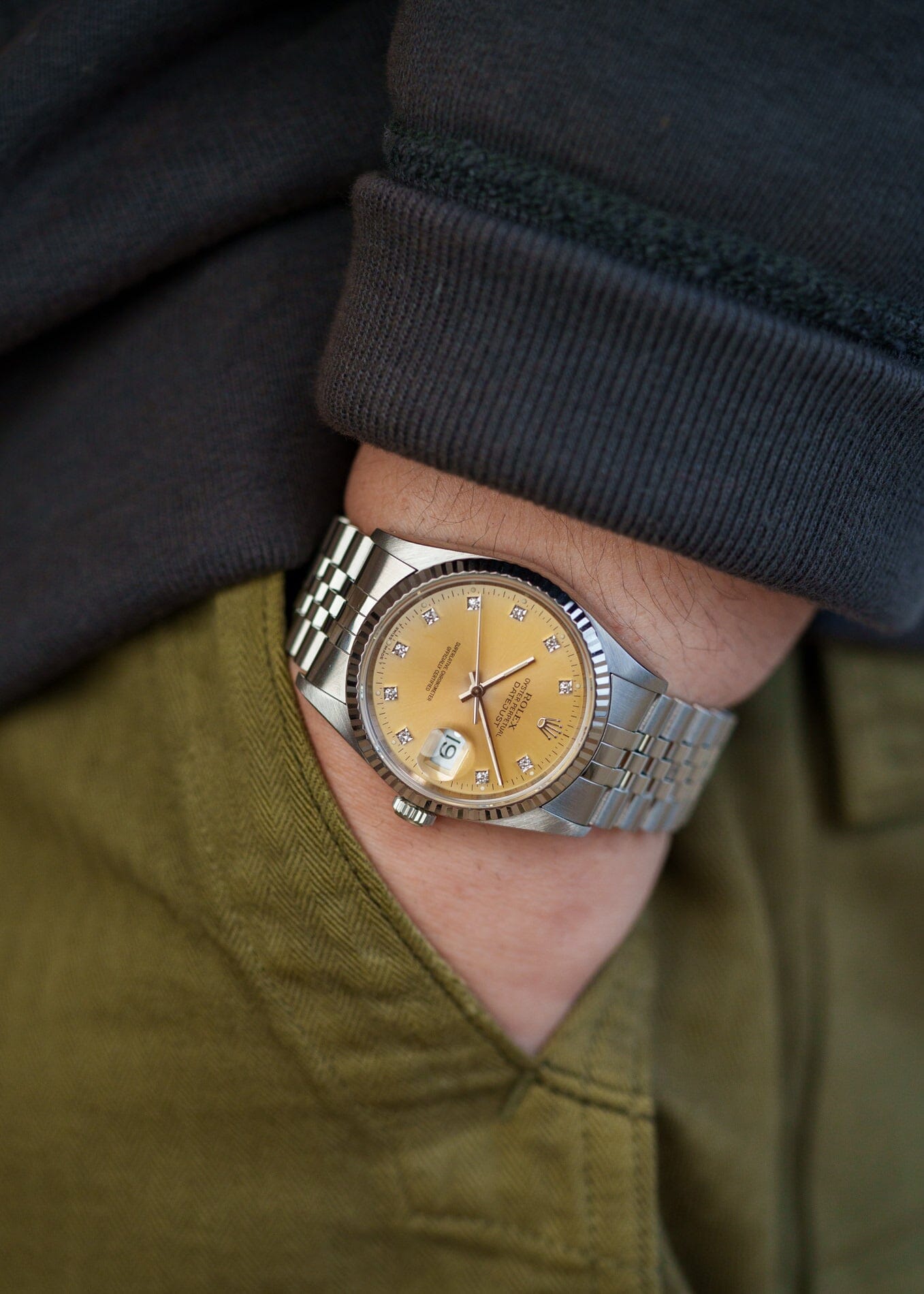 Rolex デイトジャスト 16234 シルバー ダイヤモンドダイアル 箱保証書付き Watch ROLEX