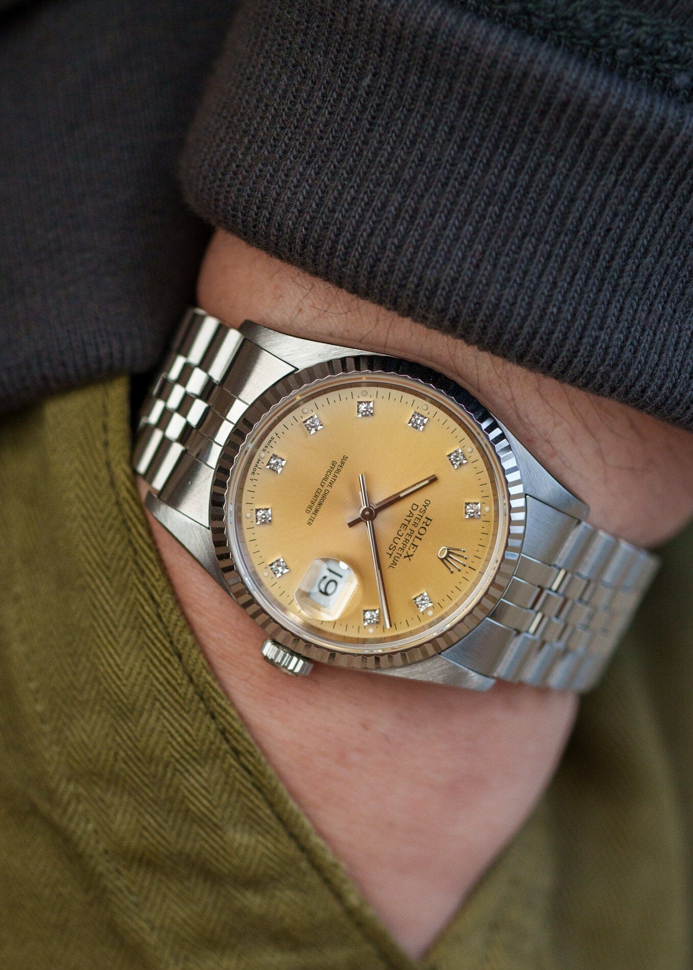 Rolex デイトジャスト 16234 シルバー ダイヤモンドダイアル 箱保証書付き Watch ROLEX