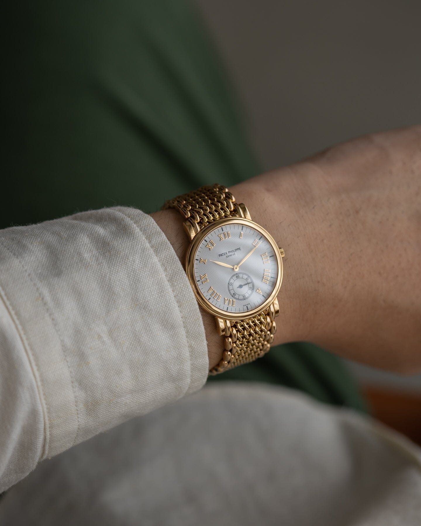Patek Philippe カラトラバ 5022 YG ホワイトギョーシェダイアル Watch PATEK PHILIPPE