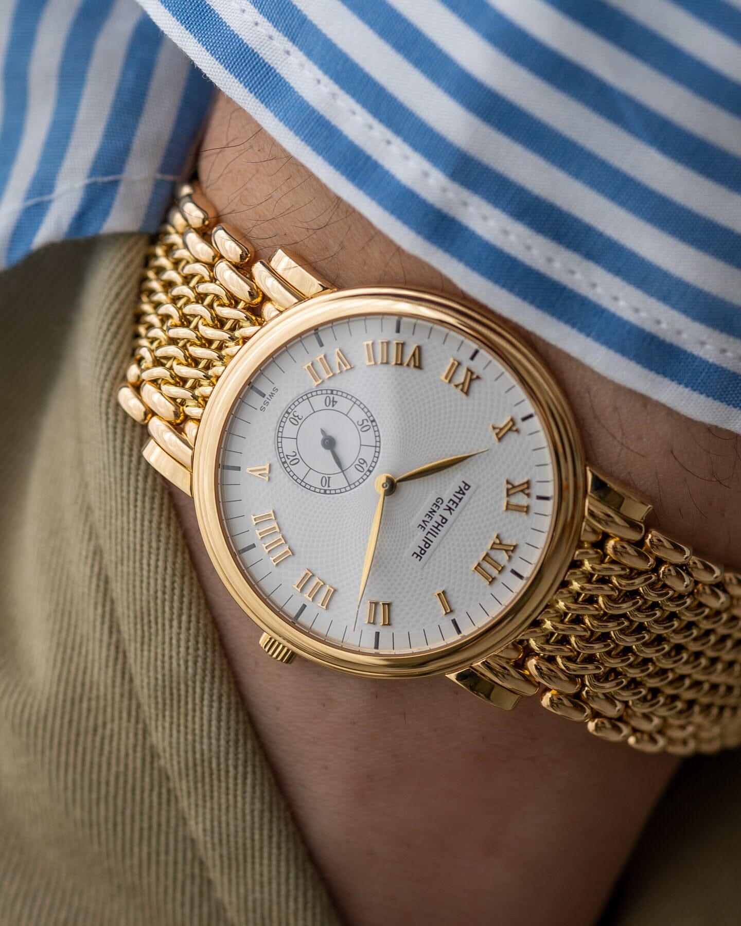 Patek Philippe カラトラバ 5022 YG ホワイトギョーシェダイアル Watch PATEK PHILIPPE