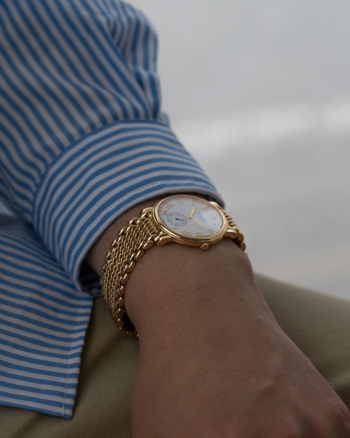 Patek Philippe カラトラバ 5022 YG ホワイトギョーシェダイアル Watch PATEK PHILIPPE