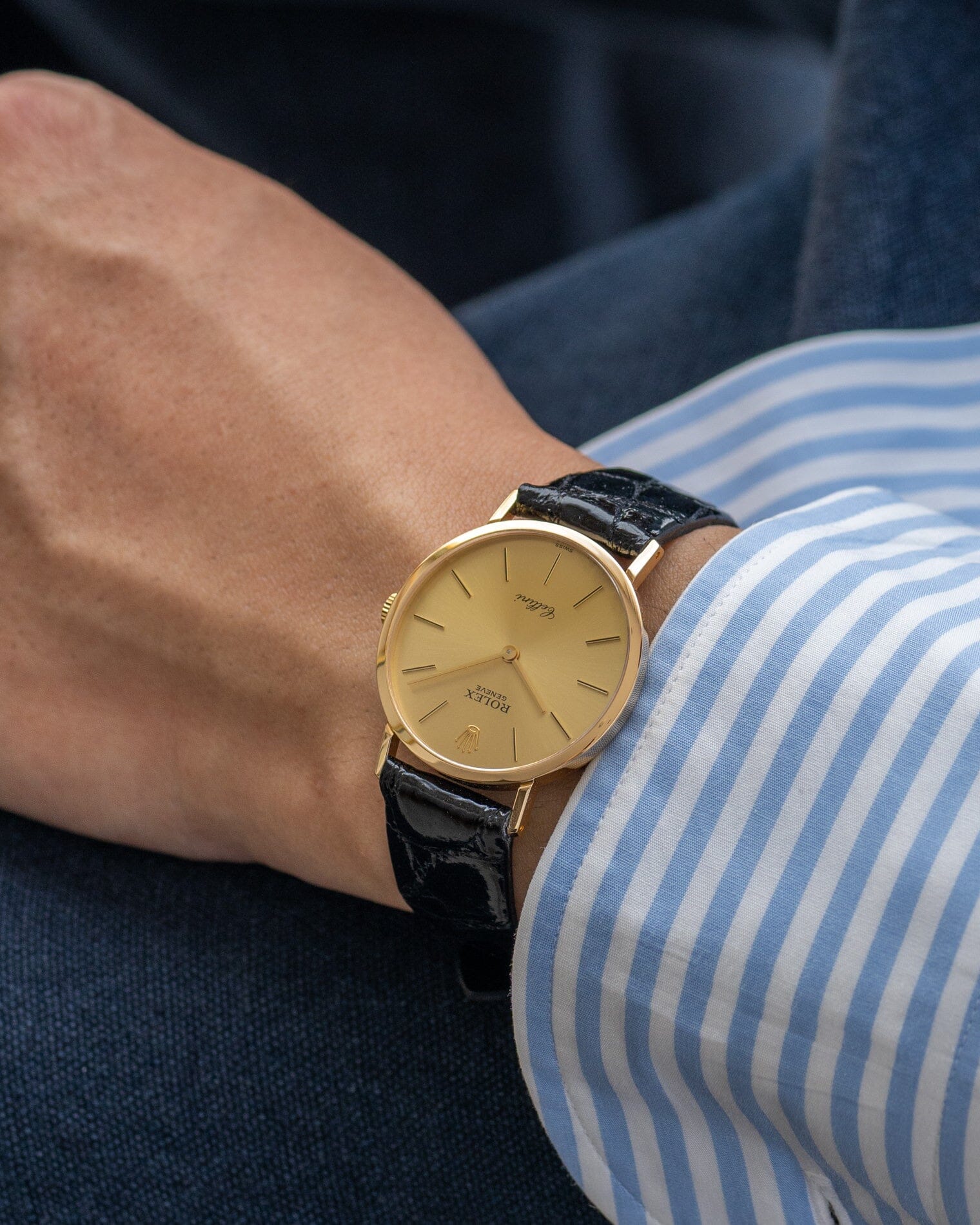 Rolex チェリーニ 4112 YG シャンパンダイアル 国際サービス保証書付き Watch ROLEX