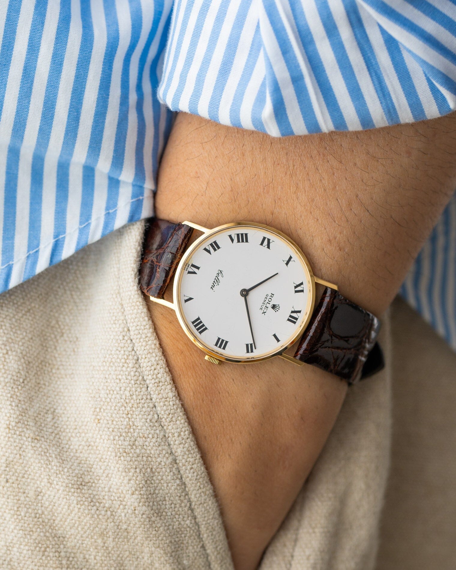 Rolex チェリーニ 3833 YG ホワイトローマン Watch ROLEX