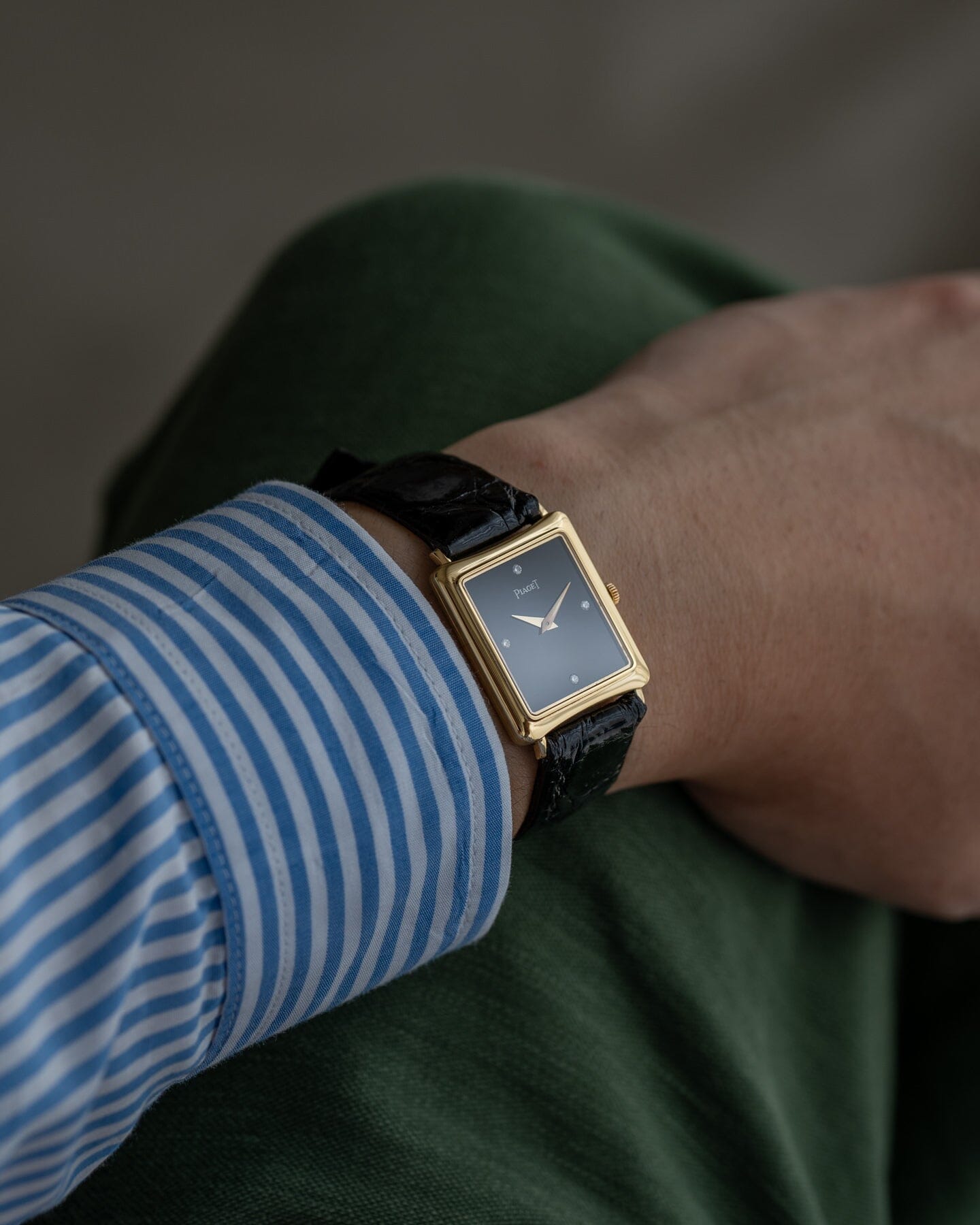 Piaget レクタングル 9254 YG ブラックダイアル 4Pダイヤ Watch PIAGET