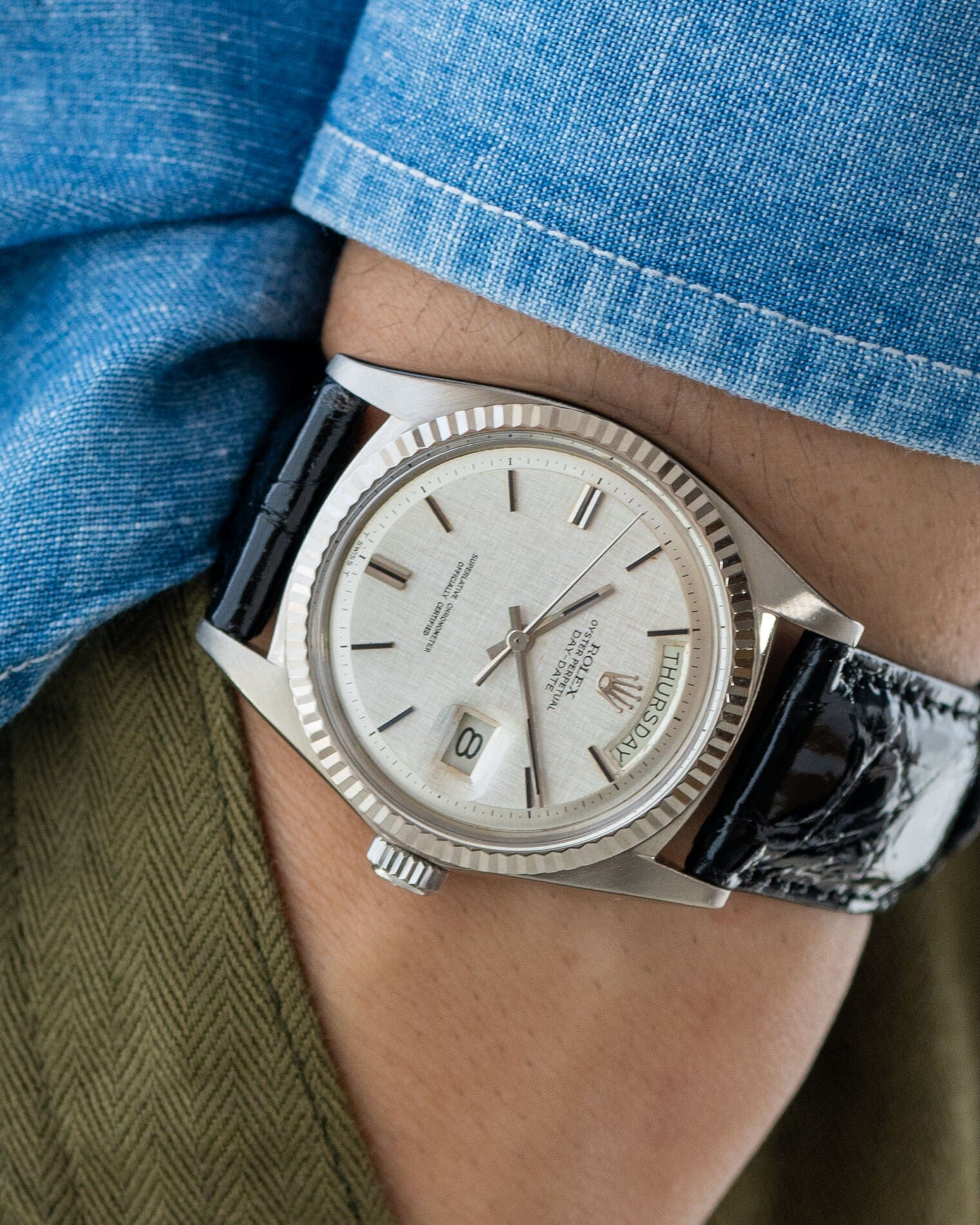Rolex デイデイト 1803 WG シルバーリネンダイアル Watch ROLEX