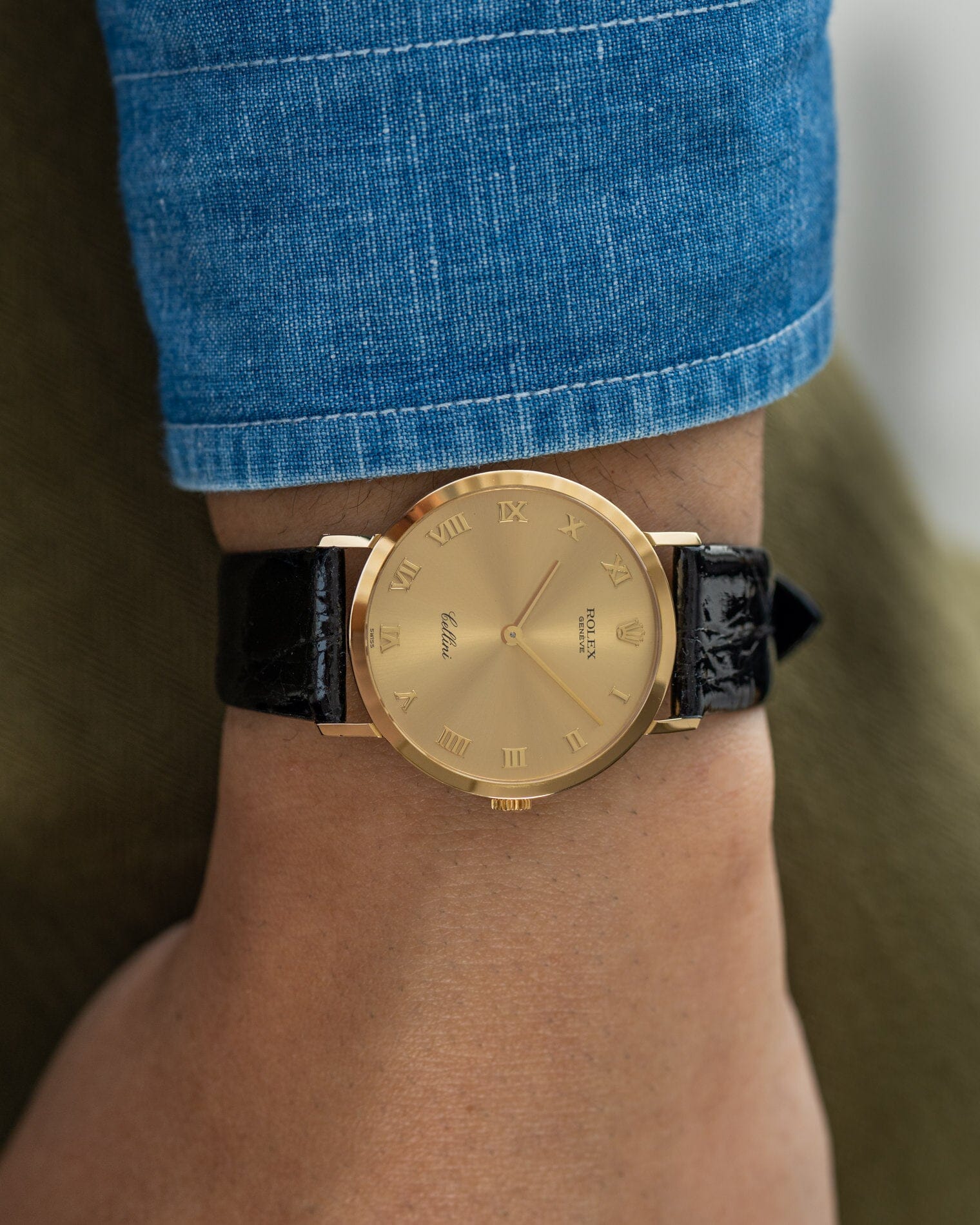 Rolex チェリーニ 4112 YG シャンパンローマン Watch ROLEX