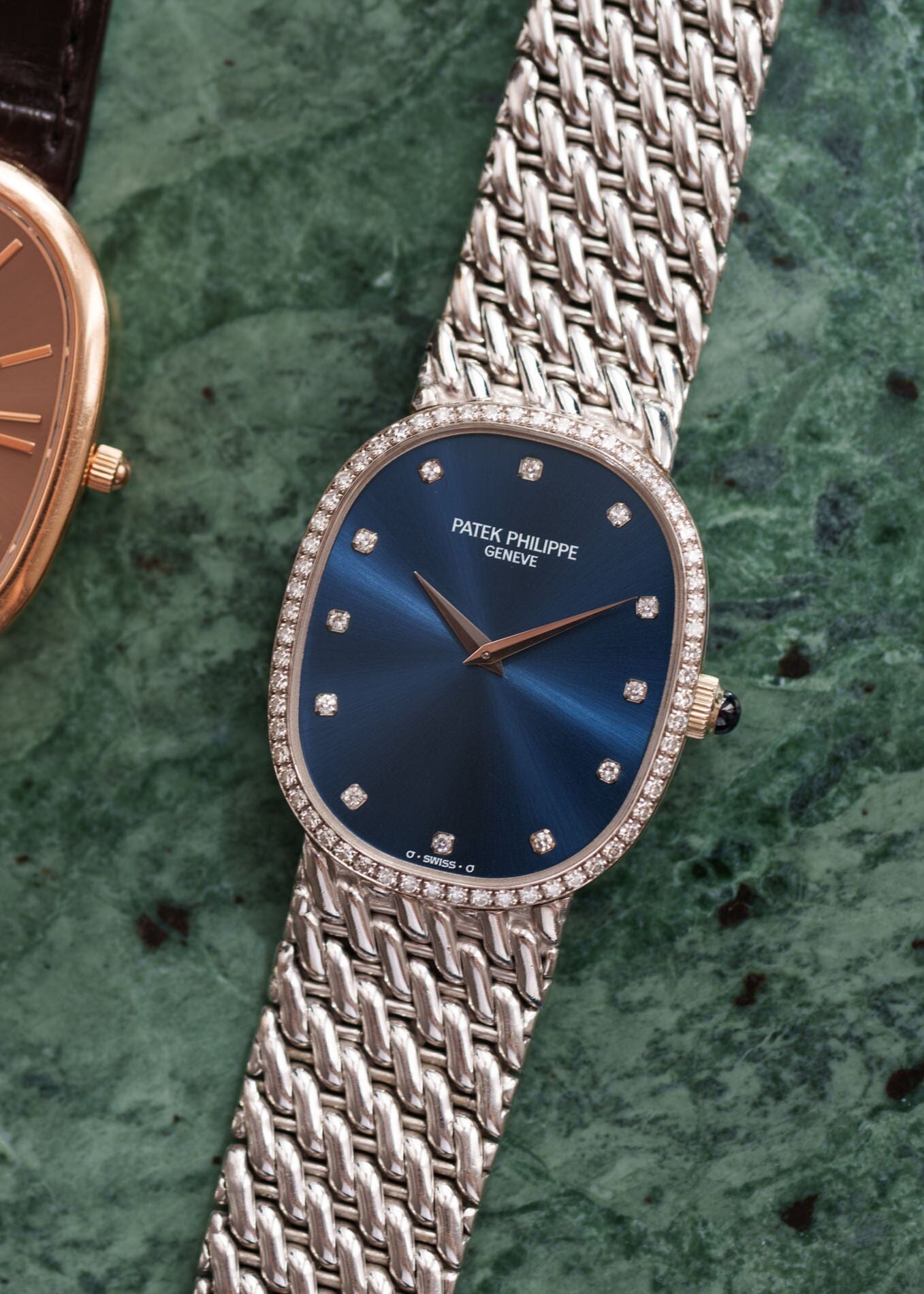 Patek Philippe ゴールデンエリプス 3849 WG ベゼルダイヤ ブルーダイアル 保証書付き Watch PATEK PHILIPPE