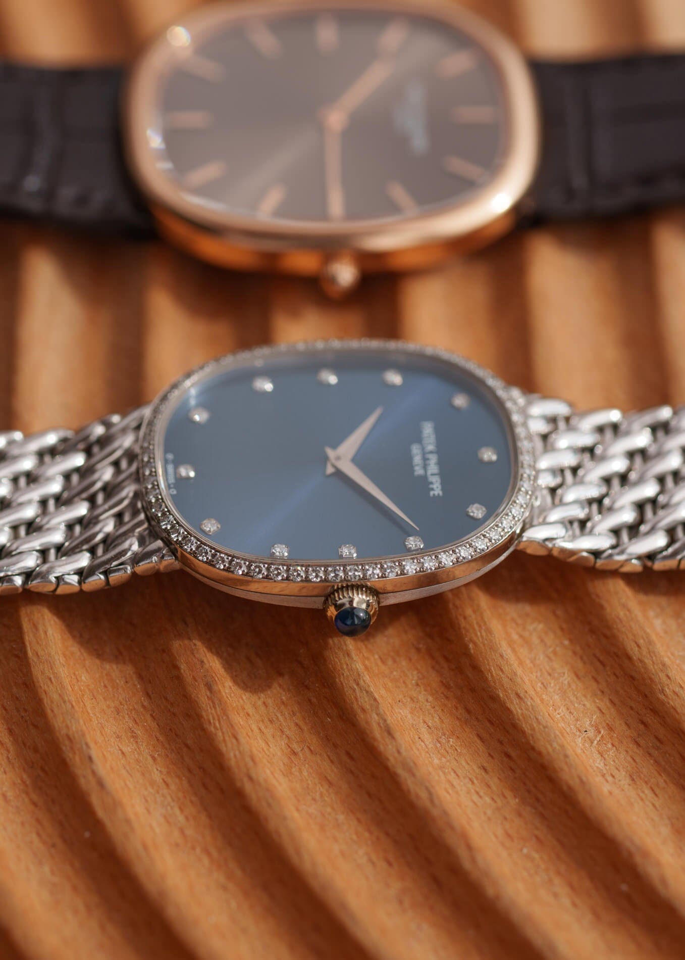 Patek Philippe ゴールデンエリプス 3849 WG ベゼルダイヤ ブルーダイアル 保証書付き Watch PATEK PHILIPPE