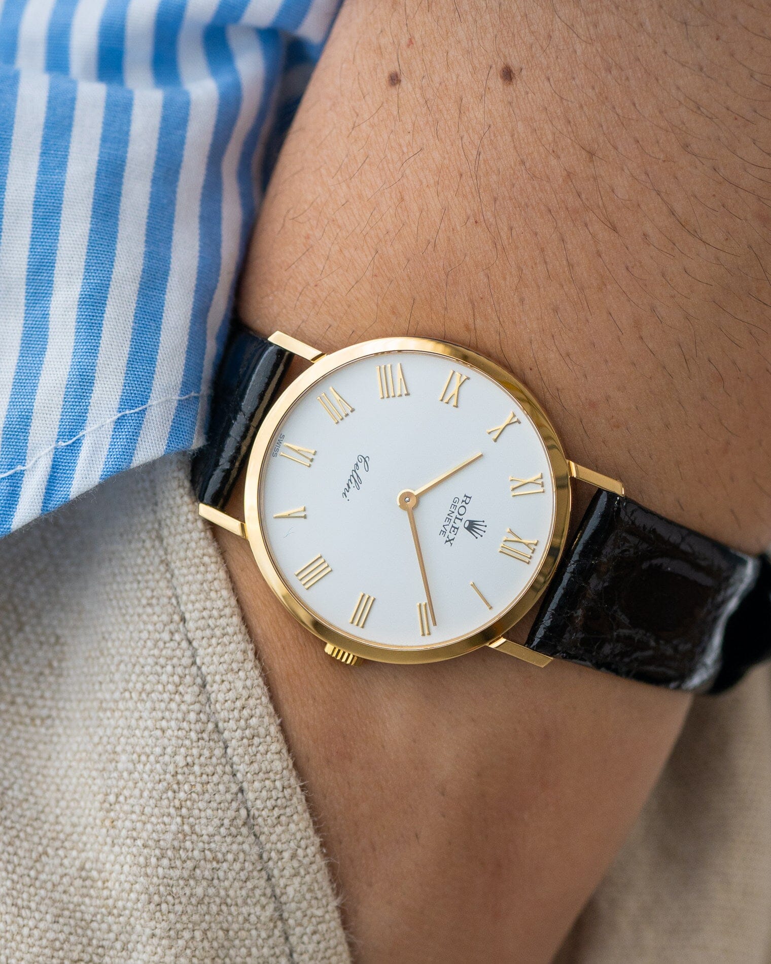 Rolex チェリーニ 4112 YG ホワイトローマン Watch ROLEX