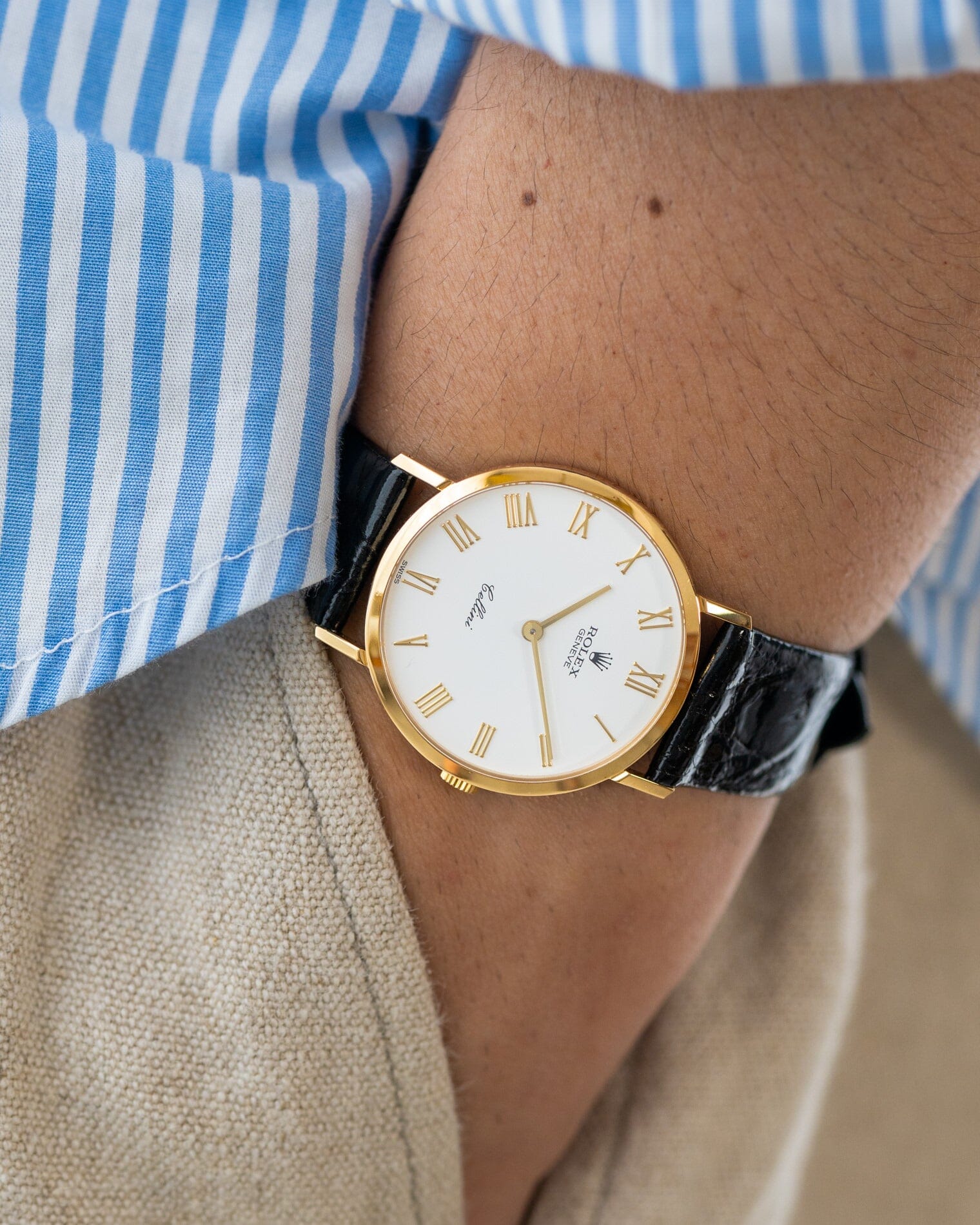 Rolex チェリーニ 4112 YG ホワイトローマン Watch ROLEX