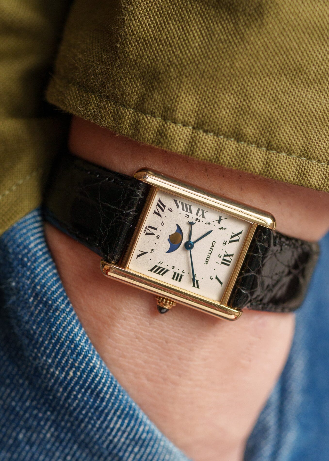 Cartier タンク ルイ カルティエ LM 81900 YG ムーンフェイズ Watch CARTIER