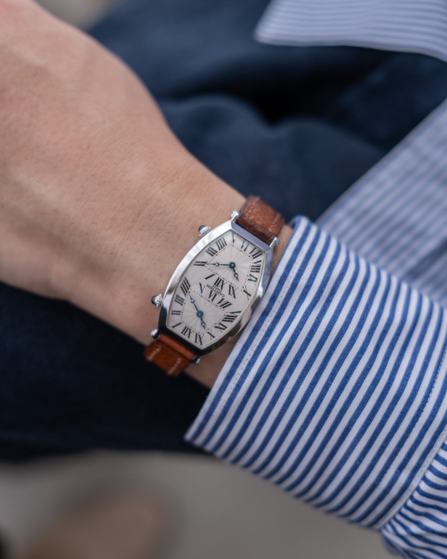 Cartier Tonneau 2459D Dual Time WG CPCP Watch CARTIER