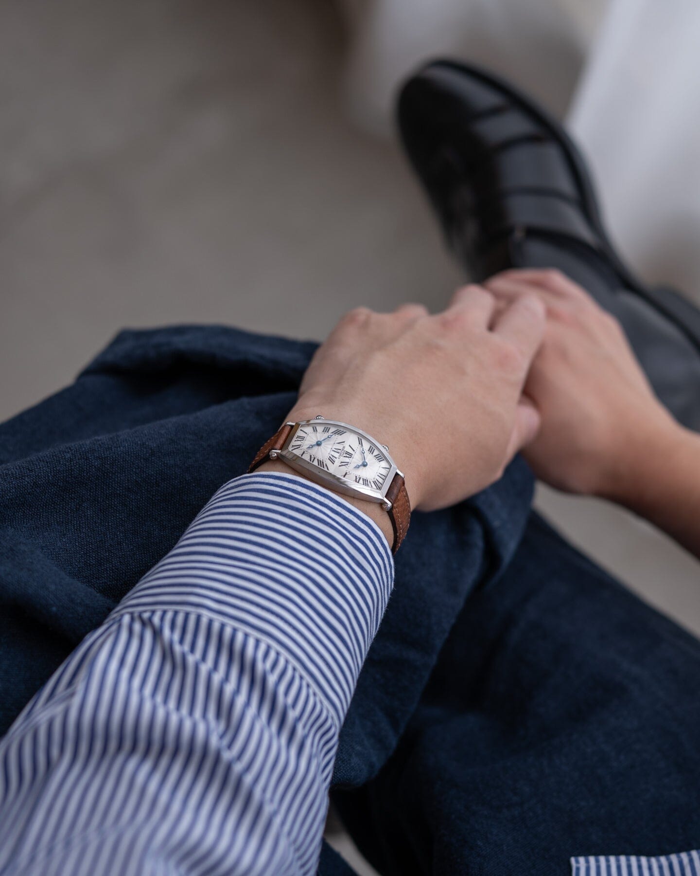 Cartier Tonneau 2459D Dual Time WG CPCP Watch CARTIER