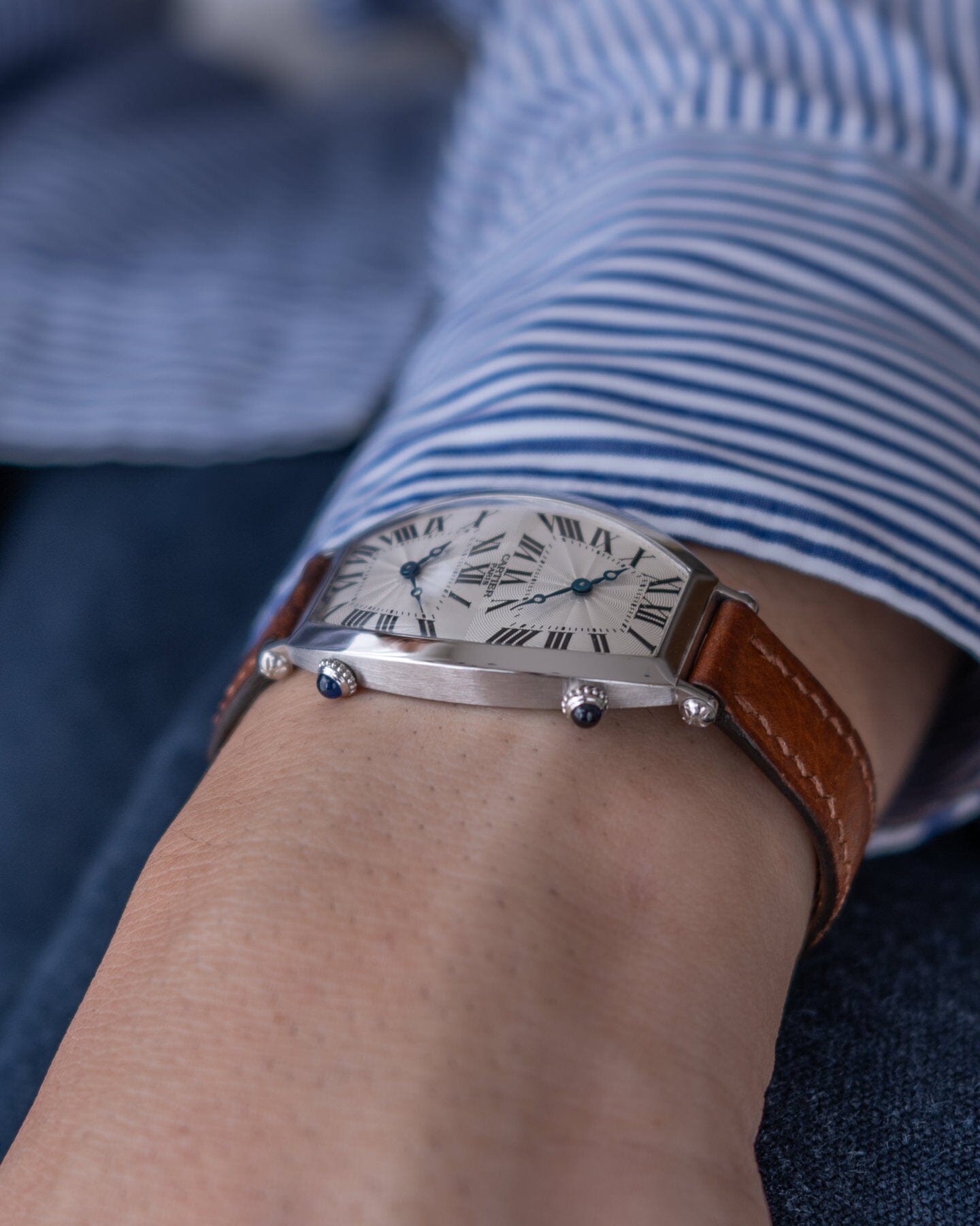 Cartier Tonneau 2459D Dual Time WG CPCP Watch CARTIER