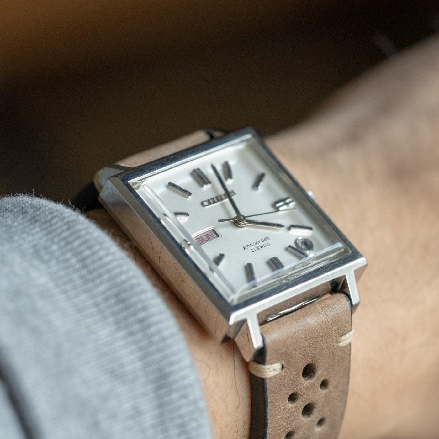 CITIZEN Auto Day Date White Dial "MONACO" 1960s - Arbitro