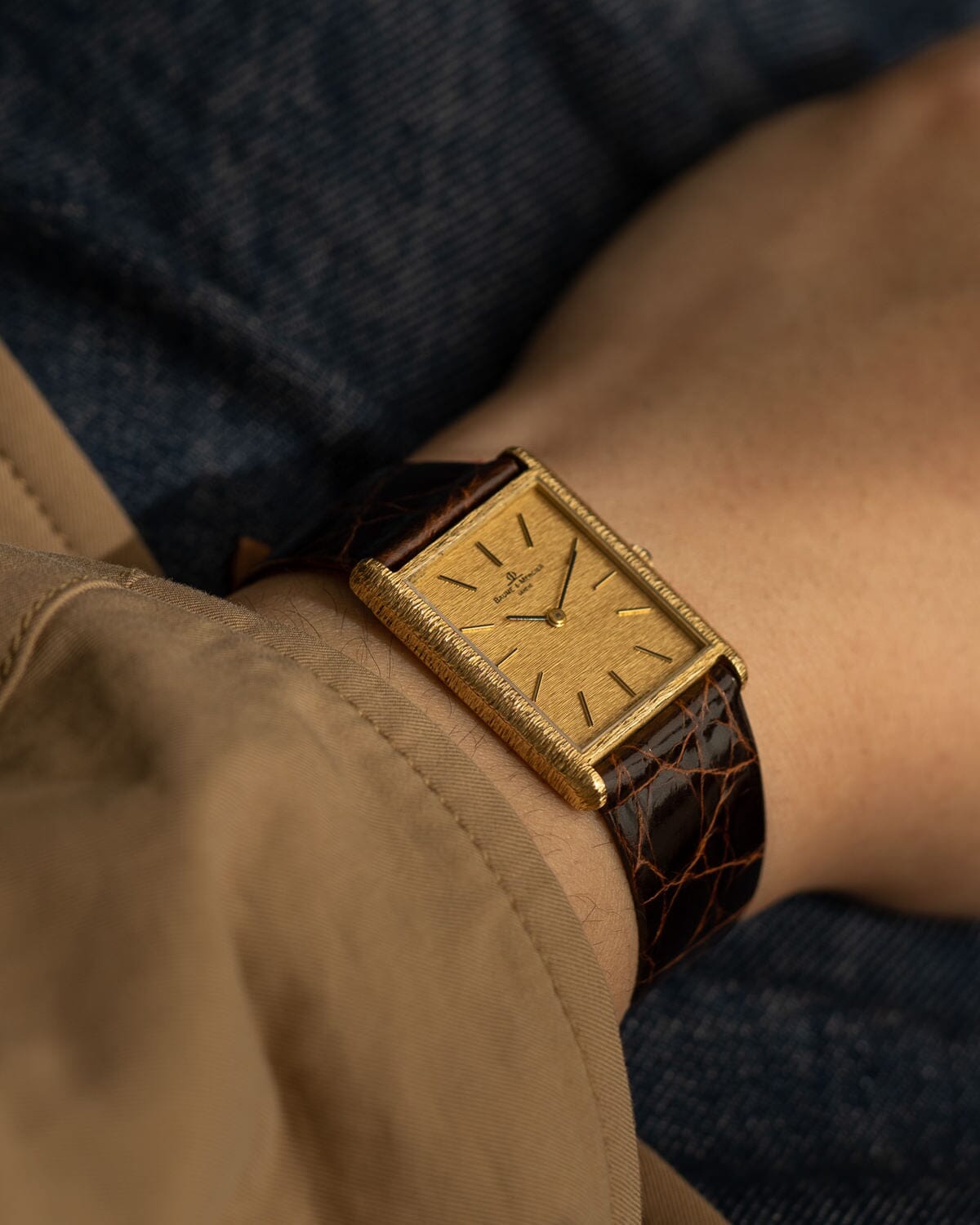 ボーム&メルシエ 37059 レクタングル YG バーク仕上げ Watch BAUME&MERCIER