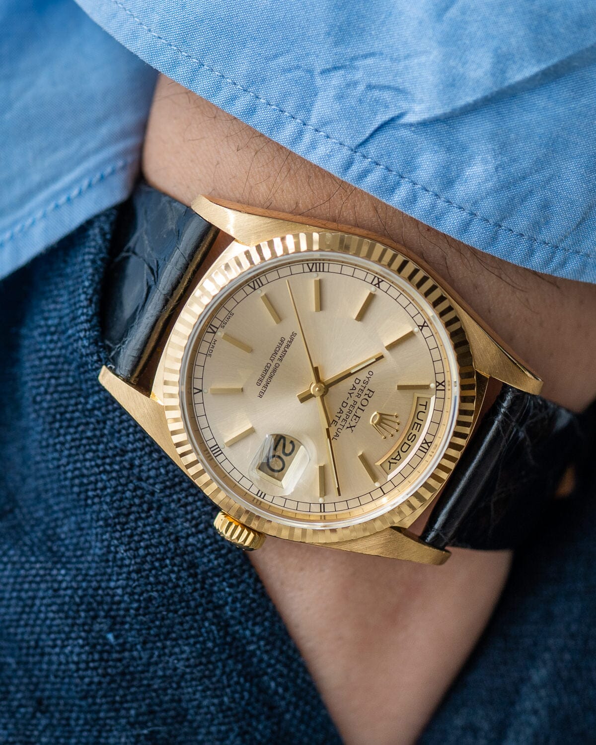 ロレックス デイデイト 18238 YG シルバースモールローマン Watch ROLEX