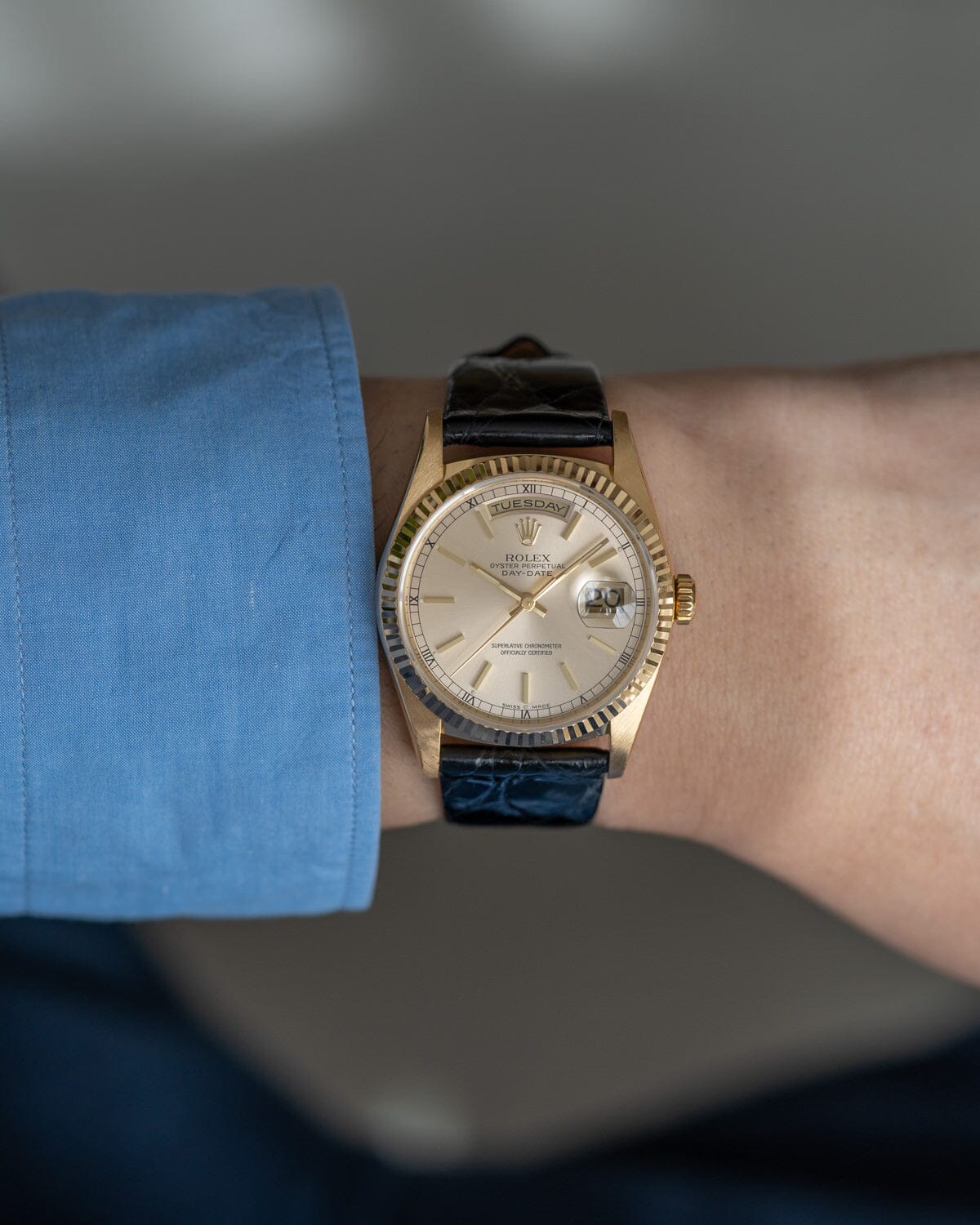 ロレックス デイデイト 18238 YG シルバースモールローマン Watch ROLEX