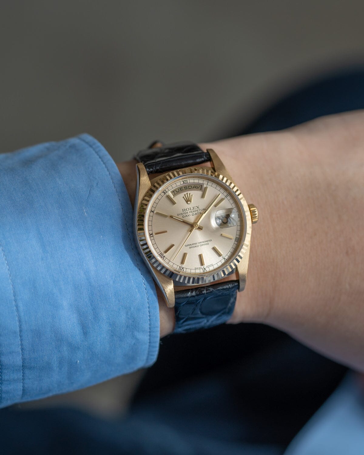 ロレックス デイデイト 18238 YG シルバースモールローマン Watch ROLEX