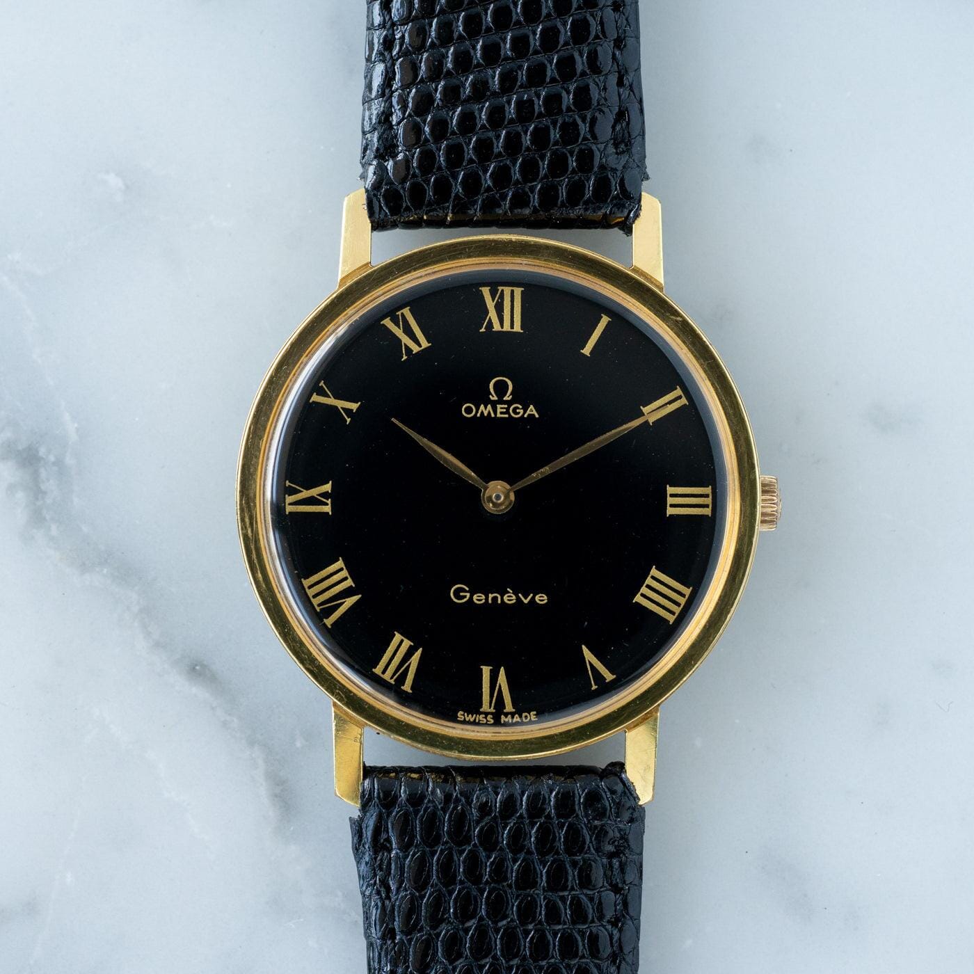 OMEGA Geneve Black Gilt Roman Dial 1970s - Arbitro