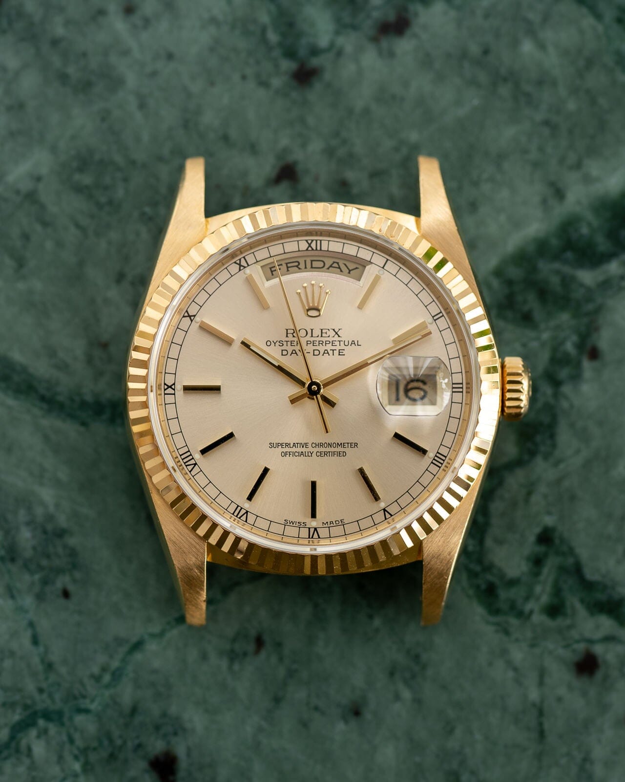 ロレックス デイデイト 18238 YG シルバースモールローマン Watch ROLEX