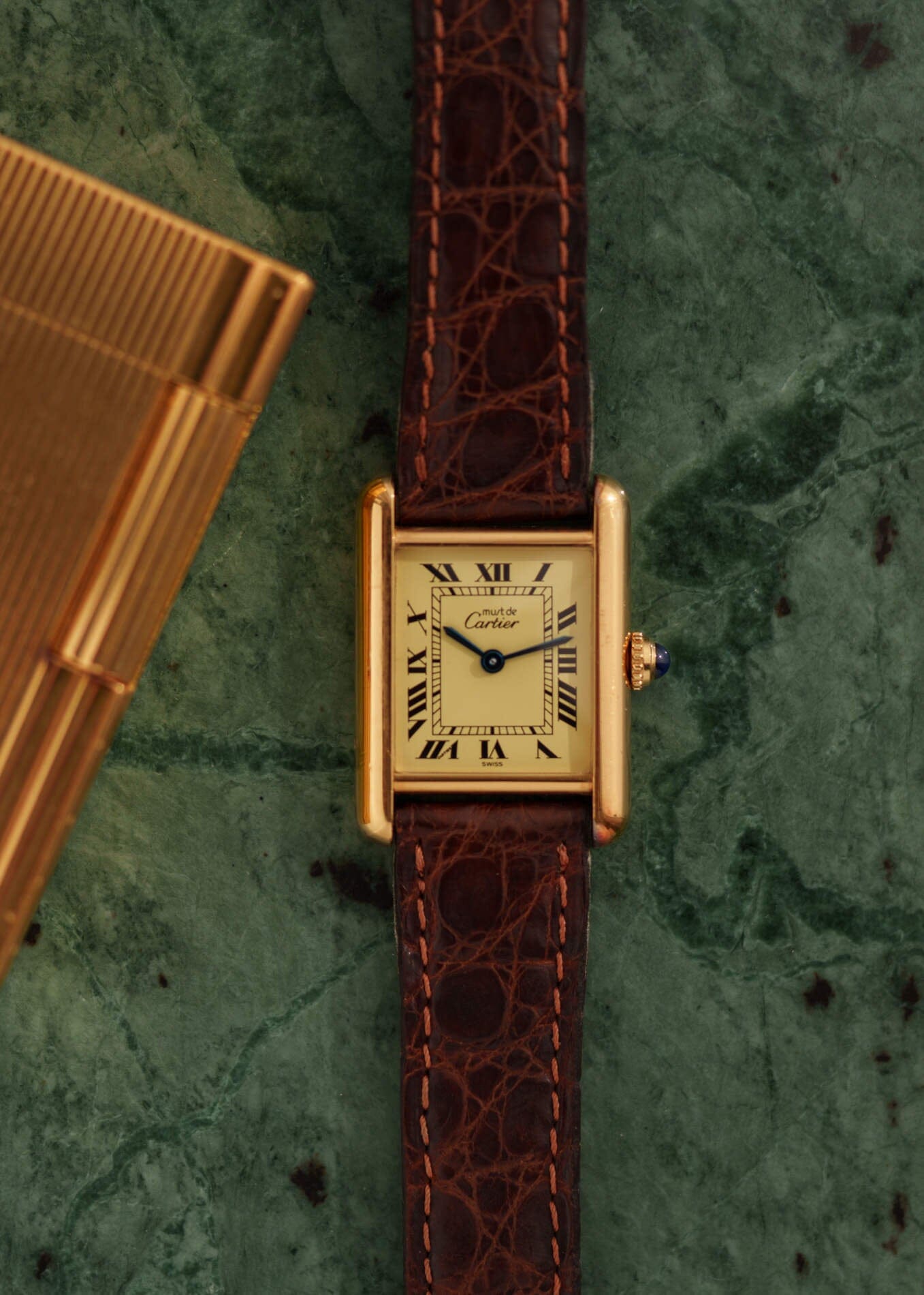 カルティエ マストタンク SM アイボリーローマン QZ 箱付き Watch CARTIER 