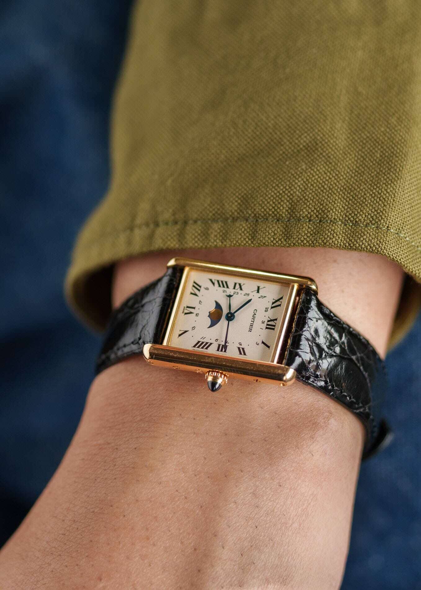 Cartier タンク ルイ カルティエ LM 819001 YG ムーンフェイズ Dバックル付き Watch CARTIER 