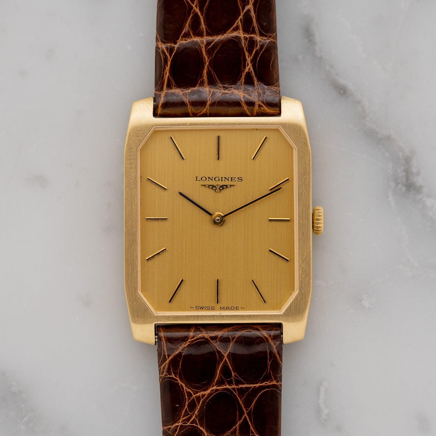 Longines Rectangle 4051 18K YG Manual winding with archive extract