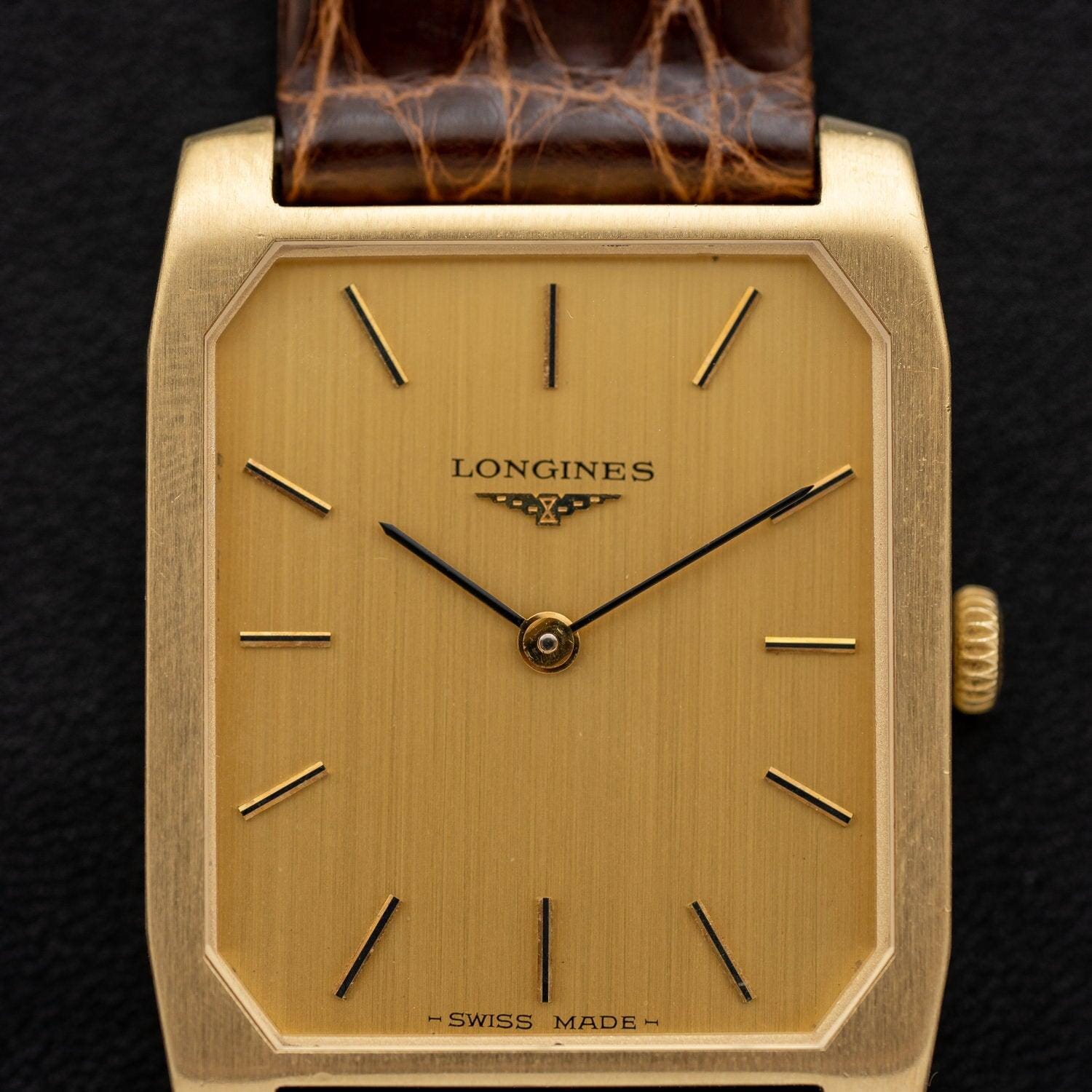 Longines Rectangle 4051 18K YG manual winding with archive extract